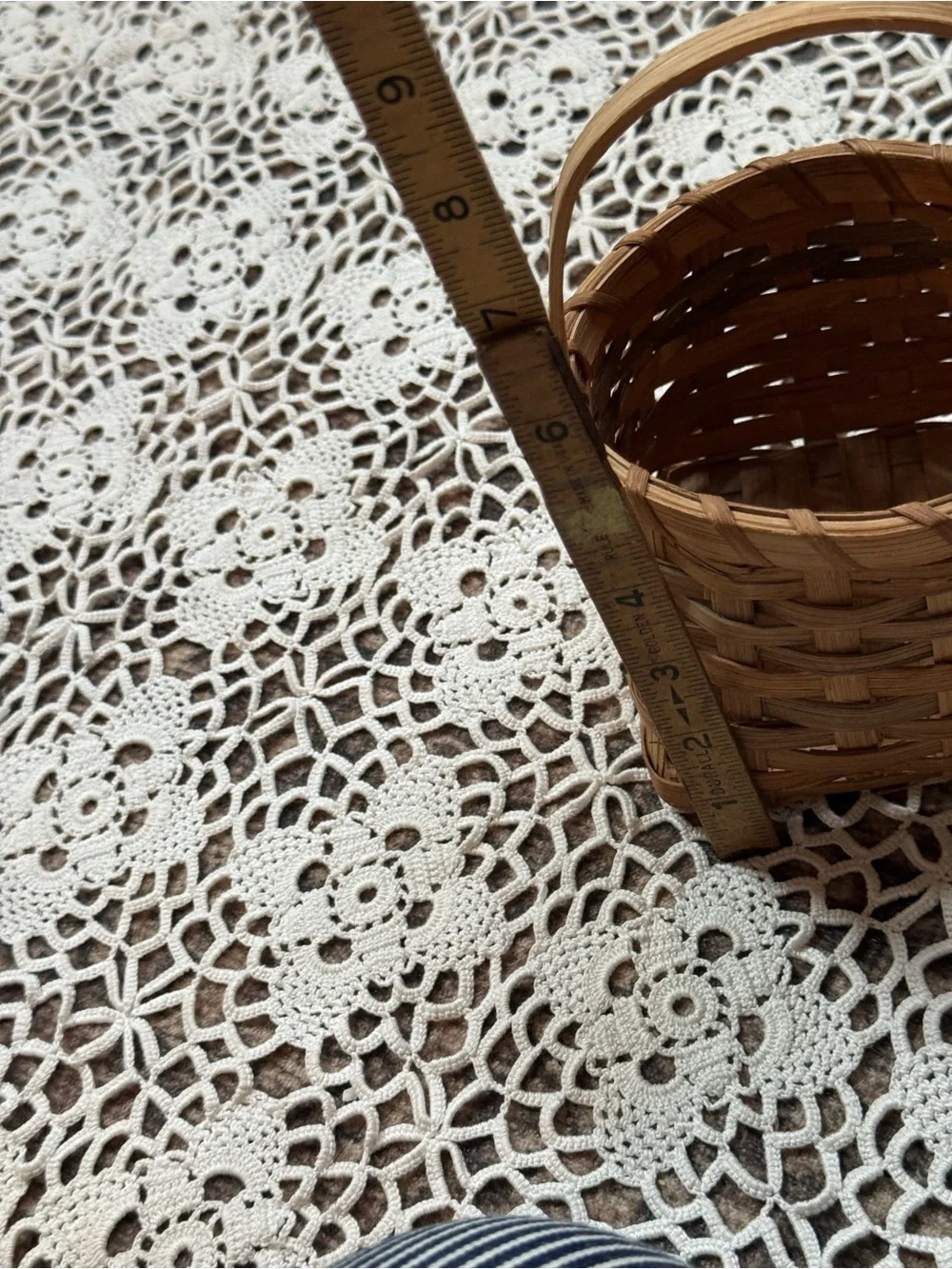 Vintage Mini Woven Splint Basket with Handle Primitive Country Decor
